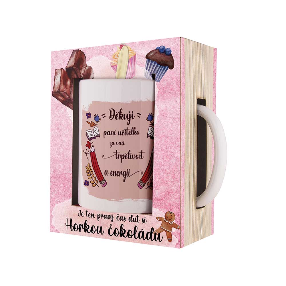 Keramický hrnek a horká čokoláda – Děkuji paní učitelko