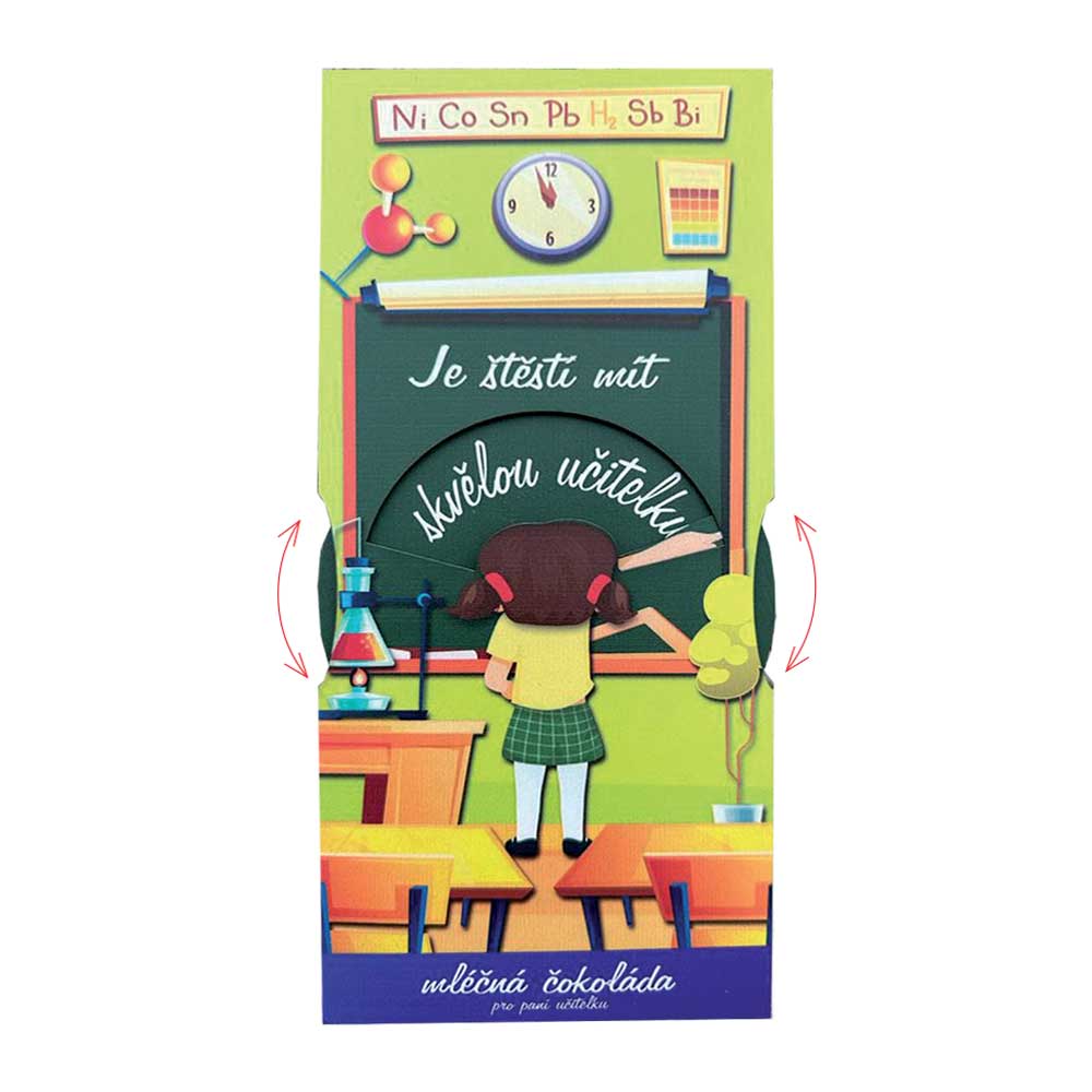 Dárková mléčná čokoláda 100 g (s otočným kolečkem) -  Je štěstí mít skvělou učitelku