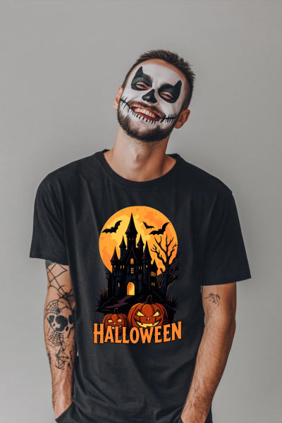 Pánské tričko Halloween strašidelný hrad