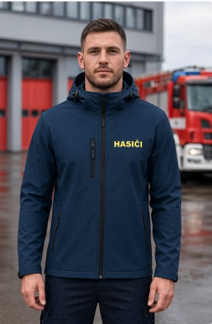 Tmavě modrá softshelová bunda pro hasiče