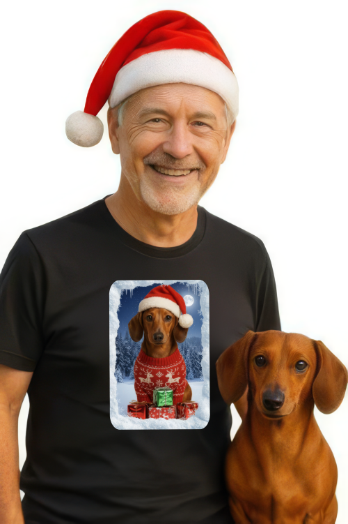 Vánoční tričko s jezevčíkem