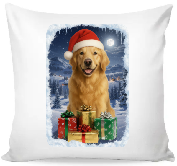 Povlak na polštář vánoční Zlatý retrívr