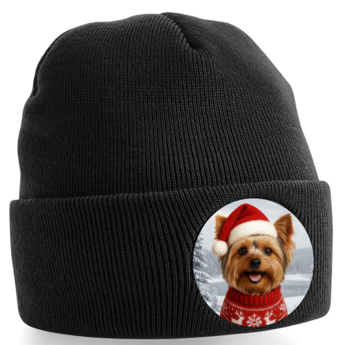 Zimní čepice Vánoční Yorkshirský teriér