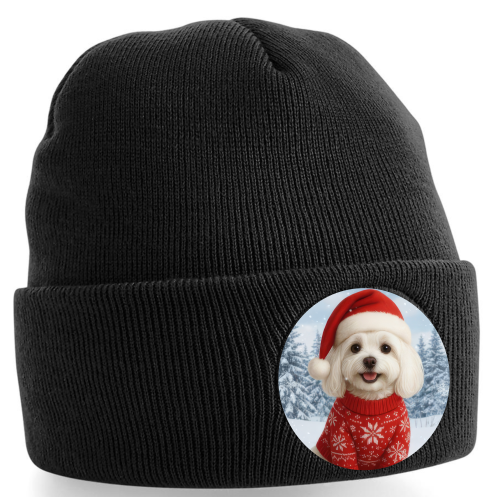 Zimní čepice Vánoční Maltézský psík